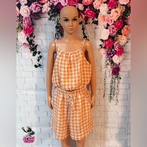 Kids Orange Plaid Sleeveless shorts set ✨🎀